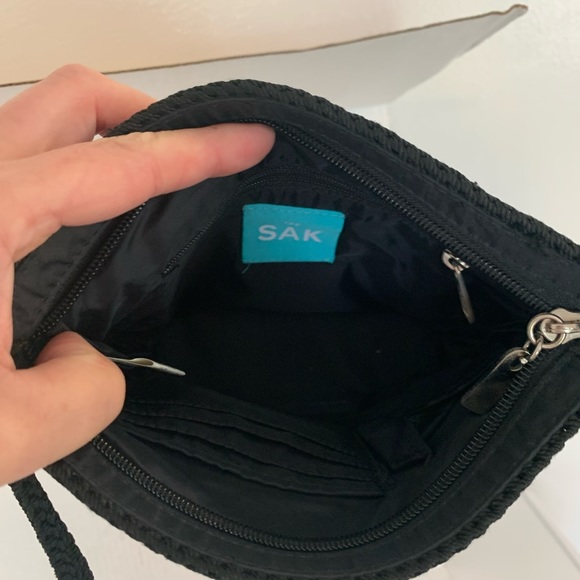 The Sak black crochet mini shoulder purse